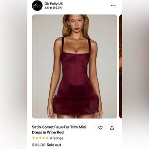 Oh Polly Burgundy Mini Dress with Fur Hem